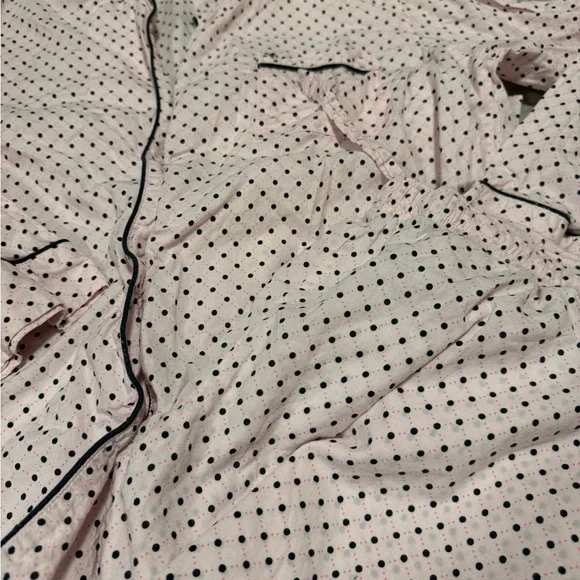 Victoria’s Secret Heritage Cotton Long Pink Polka Dot Pajama Set Large - Picture 3 of 5